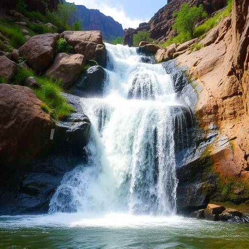 People canyoning down a waterfall in the Drakensberg Mountains